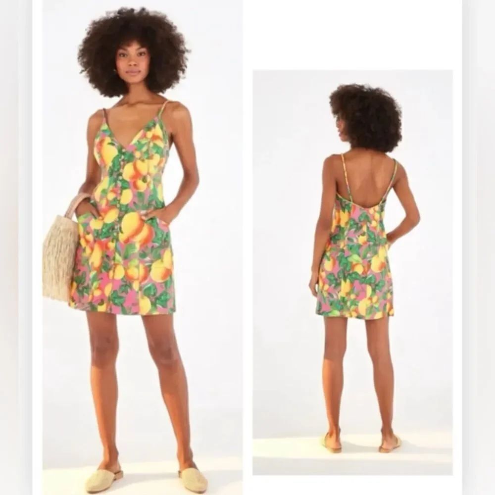 Farm Rio Orange Sunset Mini Dress NWT S